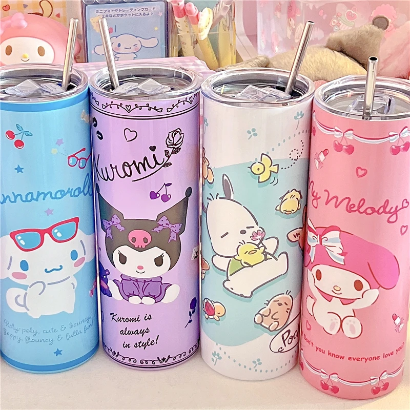 

Hello Kitty Kawaii My Melody Kuromi Cartoon Stainless Steel Sippy Cup Anime Sanrioed Girl Heart Cute Straight Drinking Cup