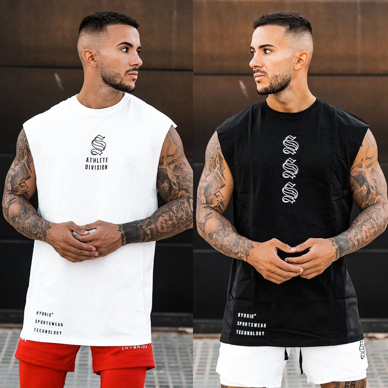 

New Men Vest Fashion Men's Clothing Jogger Sports Casual Cotton Printed Vest Gym Running Training Breathable Basketball Vest