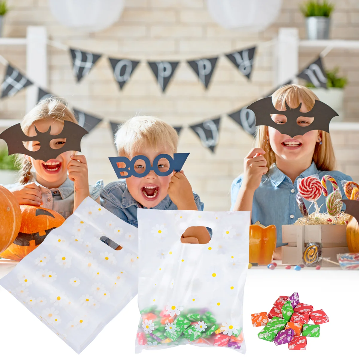 

100 Pcs Tote Bag Gift Wrap Bag Wedding Gift Bags Disposable Food Takeaway Holder Plastic Party Favors Bag Shopping