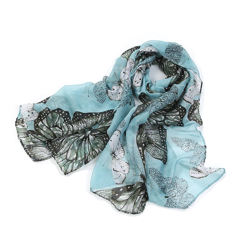 Женский длинный шарф с принтом бабочек 3 цвета |