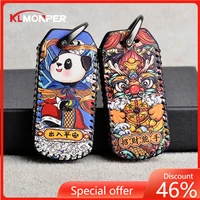 for honda adv 350 leather motorcycle keychain print panda cartoon keyring chinese style key chains lanyard accessories cute gift