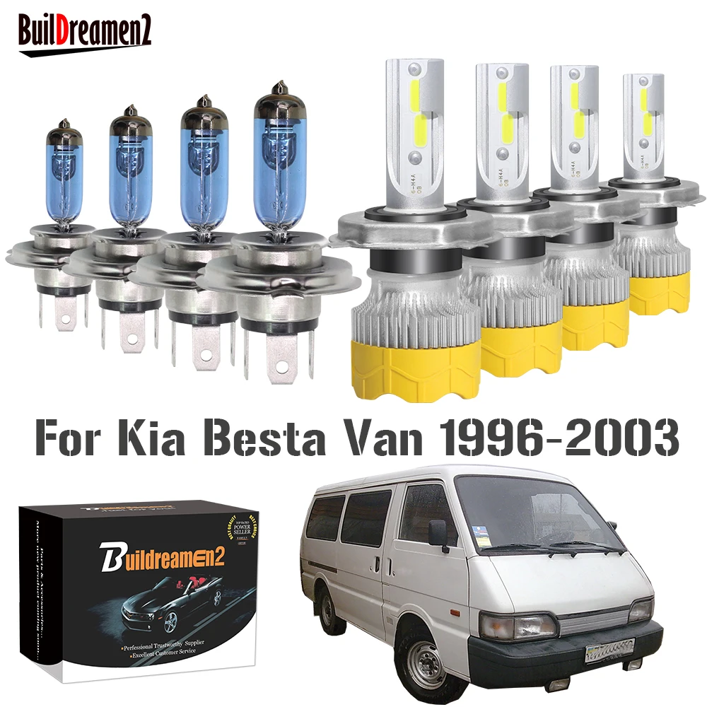 

4 X Headlight Hi/Lo Beam For Kia Besta Van 1996-2003 Car Front LED Halogen Headlamp Bulb High Low Beam 12V