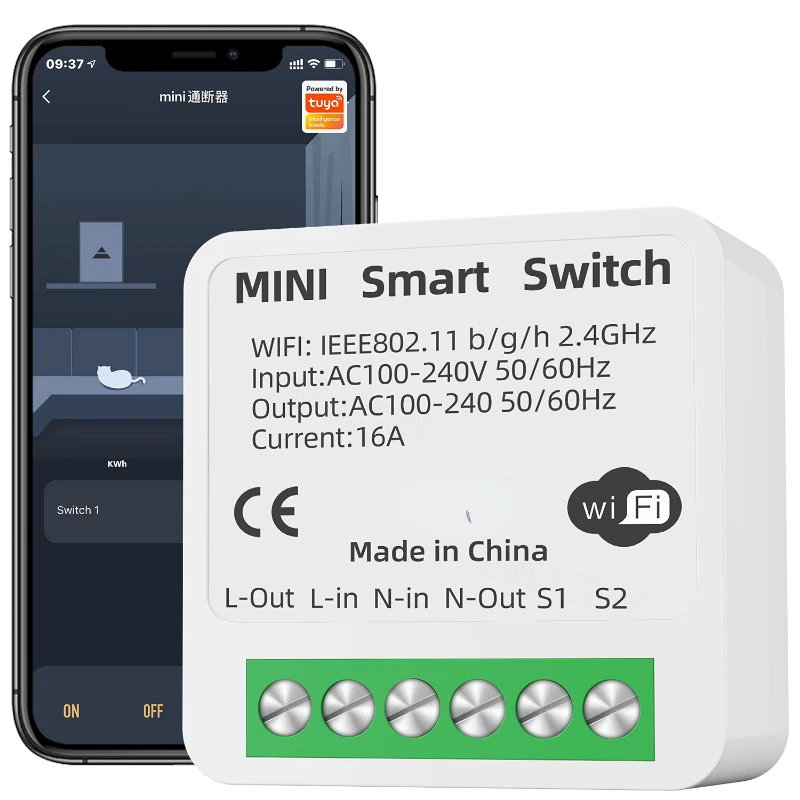 

16A Mini DIY Tuya WiFi Smart Life Controller Timer Switch Light Wall 2 Way Control Module Voice Relay Google Home Alexa