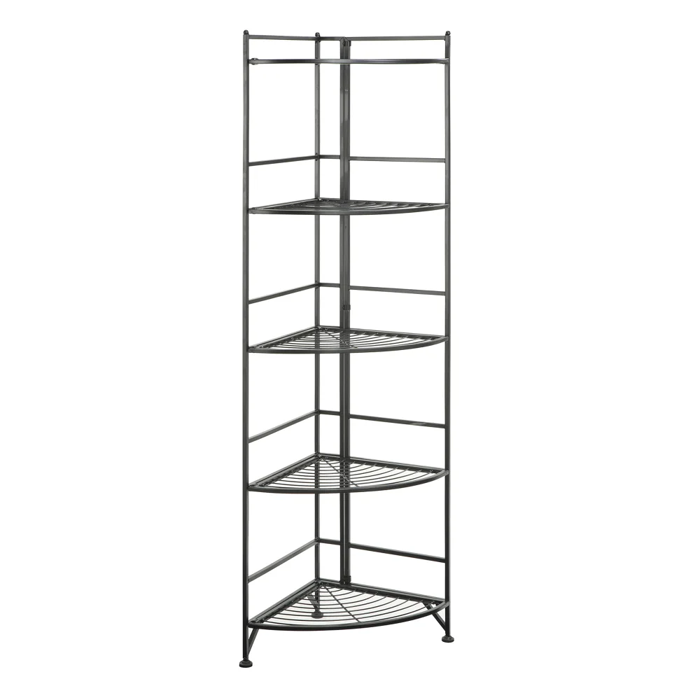 

Convenience Concepts Xtra Storage 5 Tier Folding Metal Corner Shelf, Black