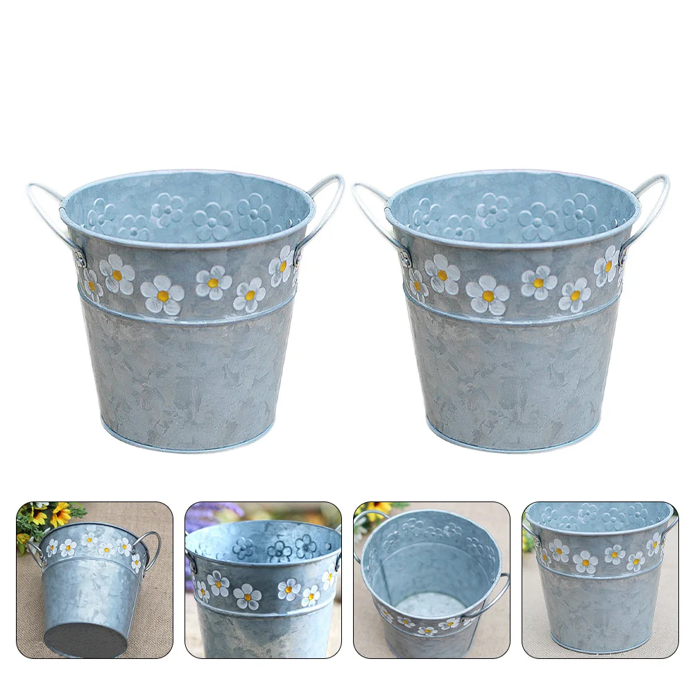 

2pcs Flower Bucket Fashionable Delicate Holder Decoration Container for House Shop Home