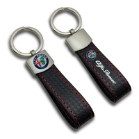 jkhnn leather car keychain chain with logo key rings for alfa romeo 159 147 156 mito giulia giulietta sportiva car accessories