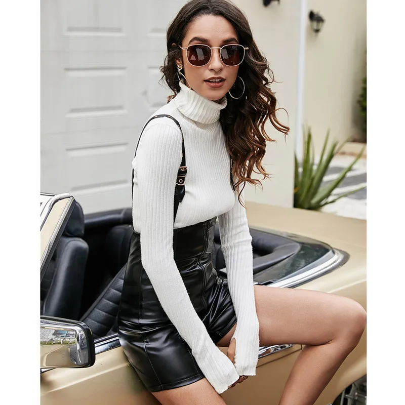 

Женское сексуальное черное облегающее боди, комбинезон из искусственной кожи на молнии, женское облегающее боди с рукавами-бретелями, комб...