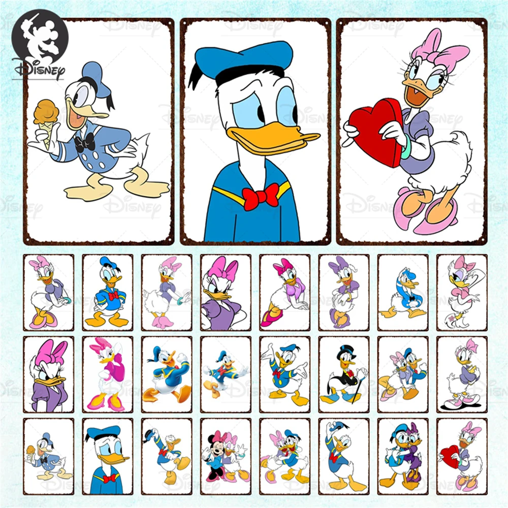 

Металлический знак «Дональд Дак» Disney, жестяная пластина с мультяшным рисунком, металлическое украшение для гостиной, двери, клуба, бара, вин...