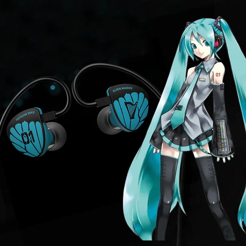 

Official Licensed Miku Cosplay Hat Sun Earphone Wired Headset Headphone Stereo Sound Earbuds For Outdoor Sports Props Women Gift