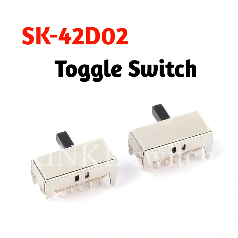 

10pcs 2gear horizontal toggle switch 2 fixed 12 feet side plug SK-42D02 (4P2T)