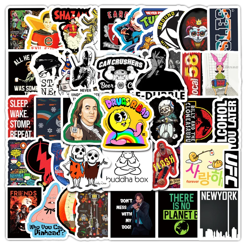 

10/30/50PCS Humorous Funny Cartoon Stickers Laptop Scooter Luggage Car Waterproof Decorative Stickers Wholesale