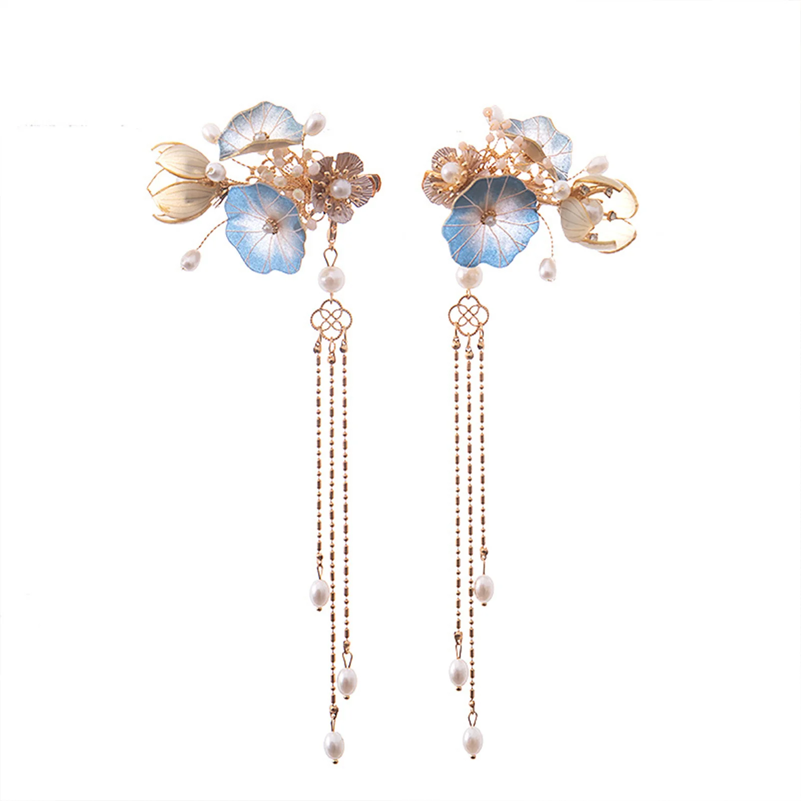 

Woman's Hair Styling Pins Set Handmade Sweet Lotus Fringed Hair Clips for Bridesmaid Wedding Dating Shopping