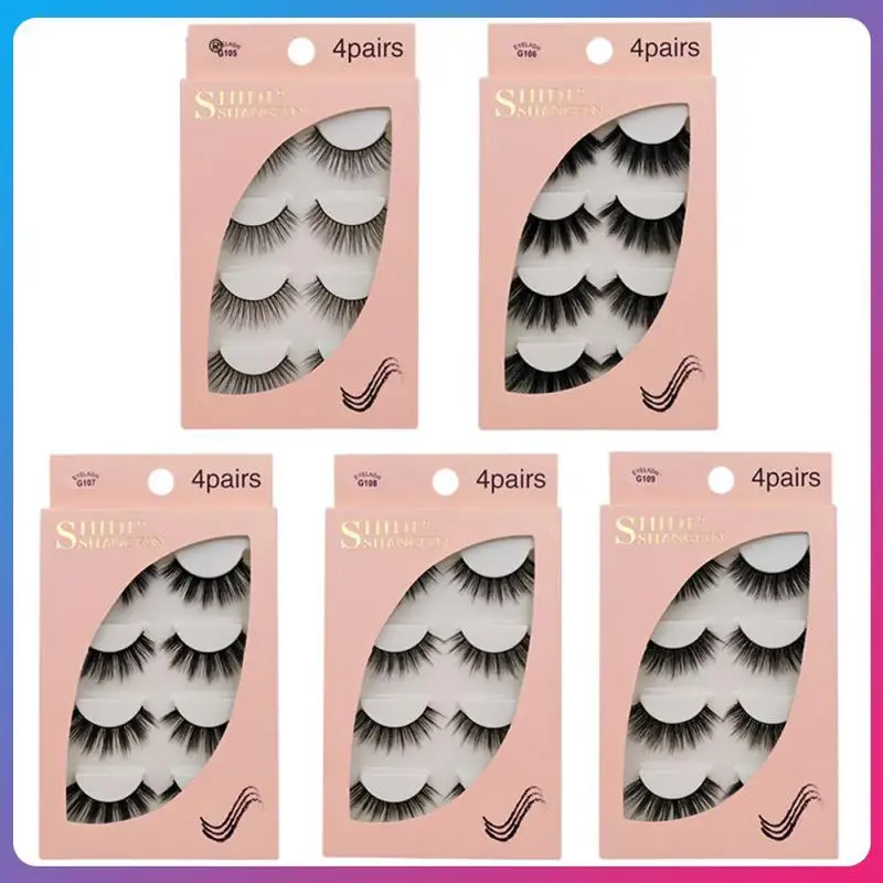 

New False Eyelashes 4 Pairs Of Naturally Thick Curled Eyelashes 3D Mink Hair Eyelash Extension Makeup Accessories