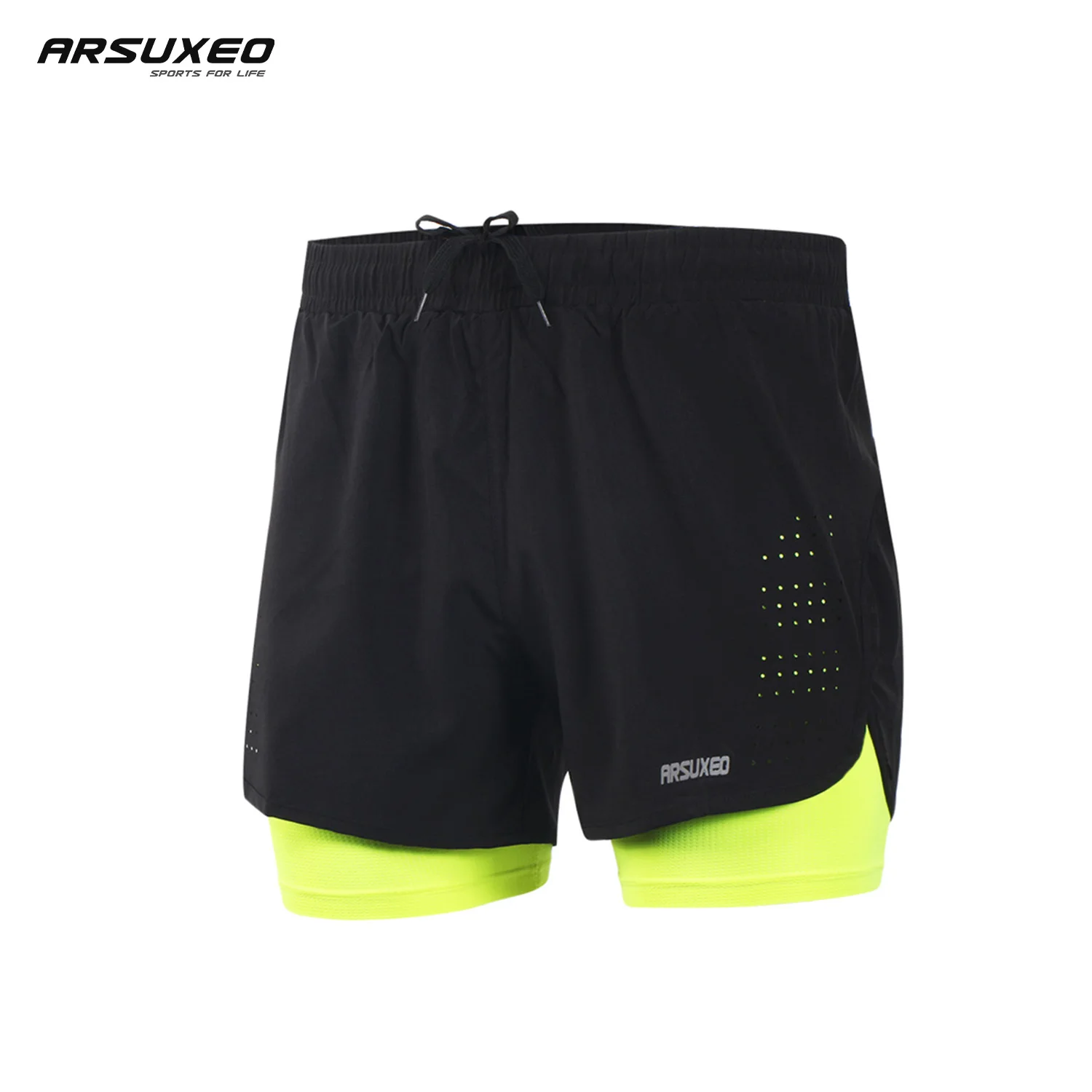 

ARSUXEO Men’s Running Shorts 2 in 1 Summer Gym Athletic Training Fitness Outdoor Jogging Short Pants Quick Dry Brearthable B179