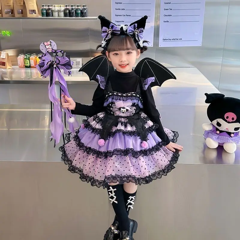 Фото Платье принцессы Sanrio для косплея на Хэллоуин, аниме-костюм Куроми в стиле Лолита, рождественский костюм, пышная юбка с крыльями и ожерельем, подарок для девочек №4