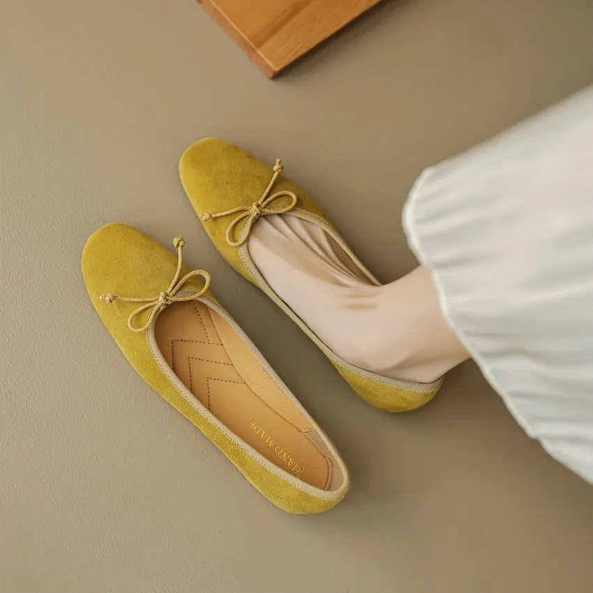 Женские туфли с бантом-бабочкой QUTAA розовые повседневные из натуральной кожи на