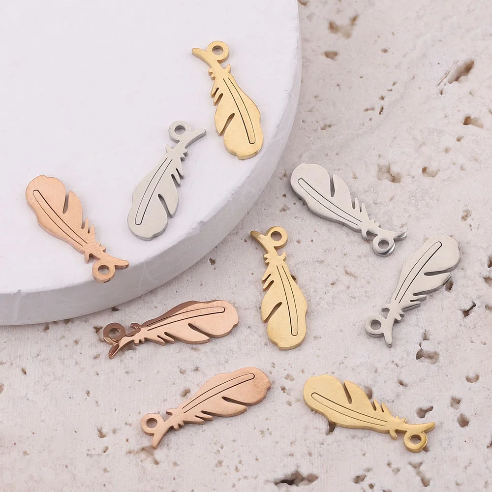 

5pcs Gold-Plate Leaf Stainless Steel Charms Cute Bohemia leaves Pendants Connectors for DIY Necklace Earrings Jewelry Making