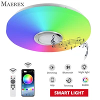 60w rgb dimmable music ceiling lamp remoteapp control ceiling lights ac180 265v for home bluetooth speaker lighting fixture