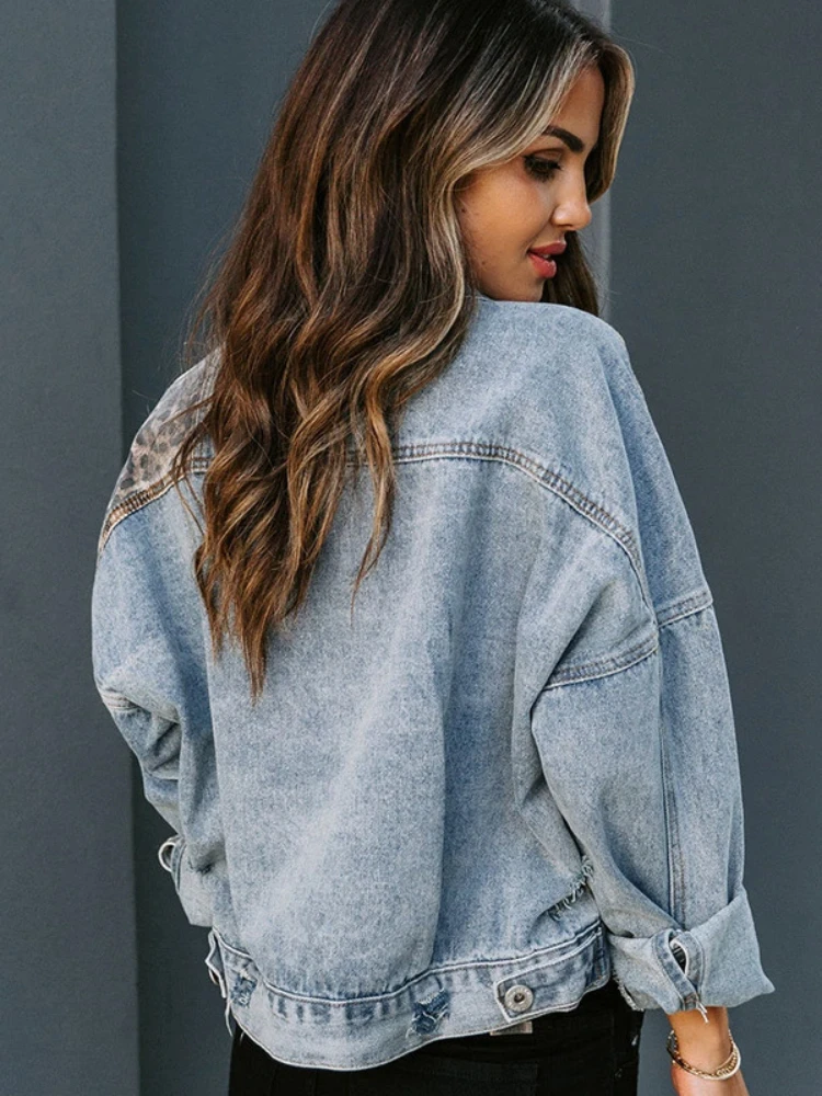 Женская зимняя куртка с длинным рукавом джинсовая короткая отложным воротником