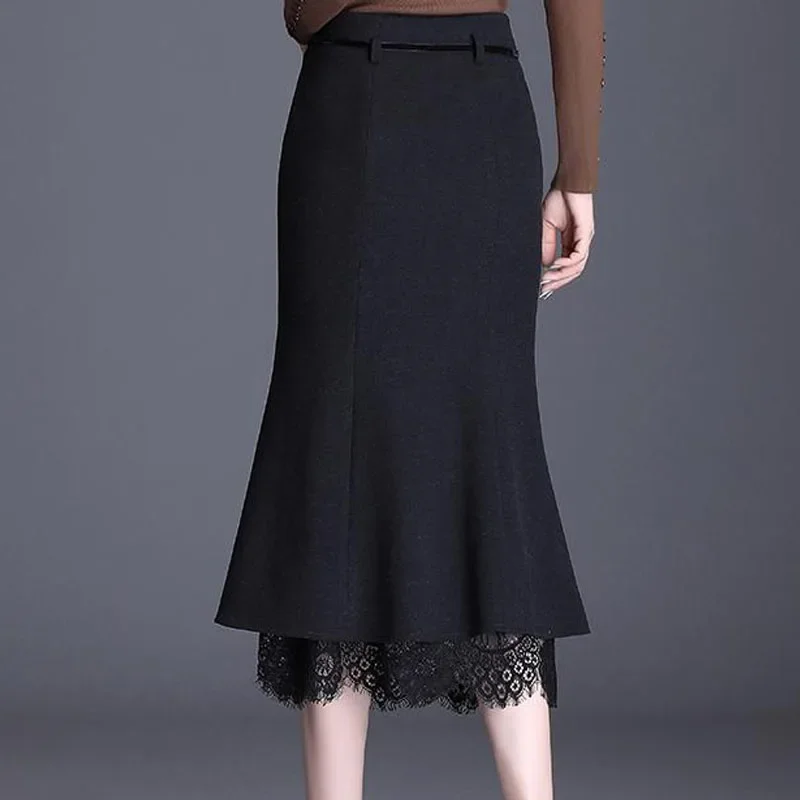 Модная Универсальная юбка-годе Qianniao Grace с высокой талией в западном стиле средней