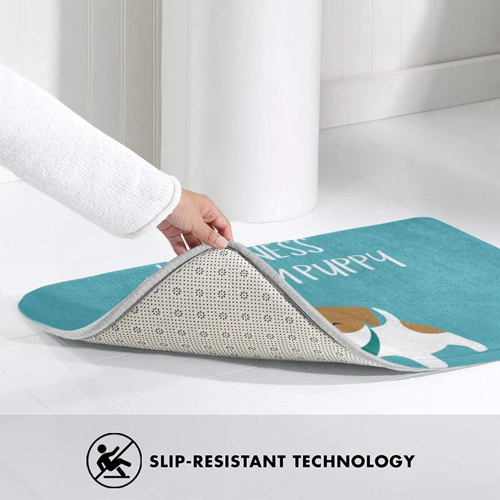 Мягкий коврик для щенка Happiness Is A Warm нескользящий двери с поглощением воды собаки