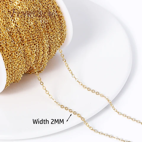 Цепочки для бижутерии FINRUSIAC золотистые латунные тонкие 2,0 мм