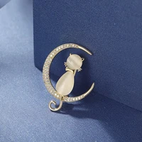 cartoon creative cats eye zircon enamel pin lapel badge brooch light luxury niche fashion jewelry
