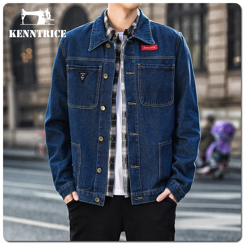 

Kenntrice 2022 Denim Jackets Men's Baggy Fashion Wide Autumn Casual Cargos Pockets Vintage Spring For Man Stylish Style