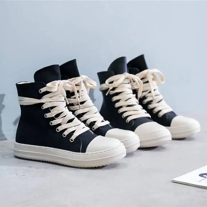 Summer Women Canvas Luxury Shoes Comfortable Height Increasing Zip High-Top Big Shoes Women Luxury Brand Woman Platform Boots