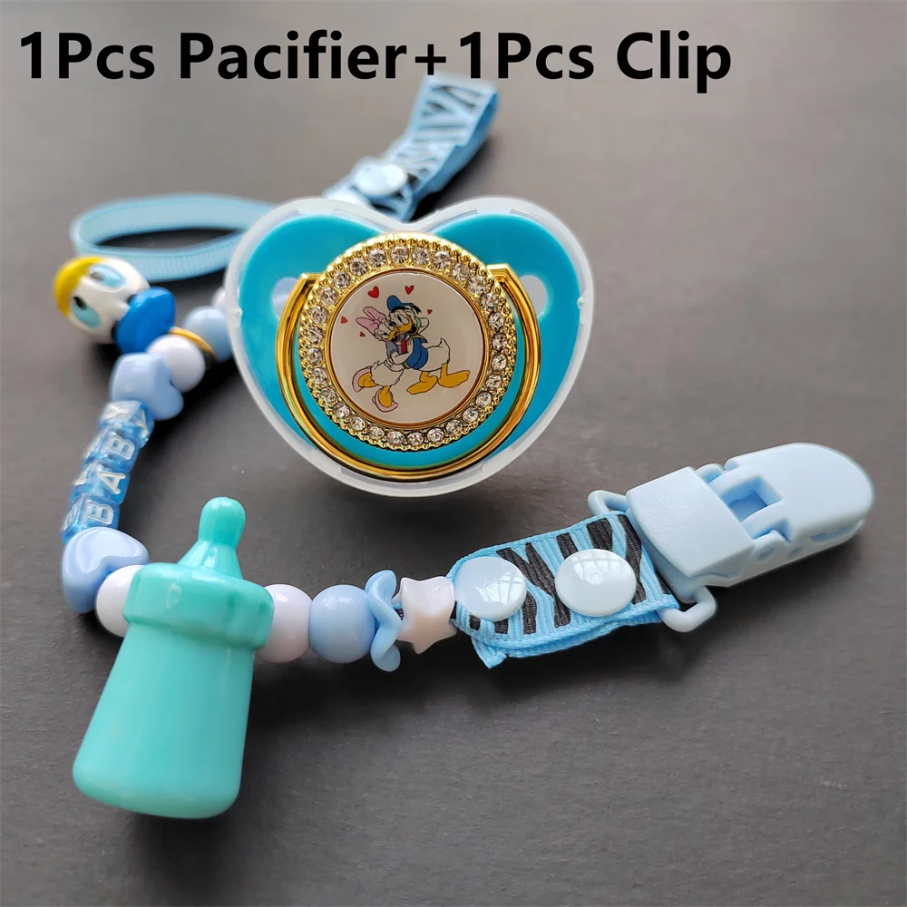 

[1 set] Disney Deluxe Mickey Mouse & Donald Duck Blue Baby Pacifier Chain Clip Neonatal pacifier Orthodontic baby Chupete0-24M
