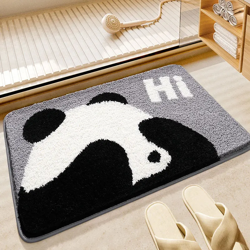 

Cute Panda Covering Eyes Pattern Microfiber Soft Room Rug Mat Bathroom anti-slip Flocking Absorbent Rug Carpet