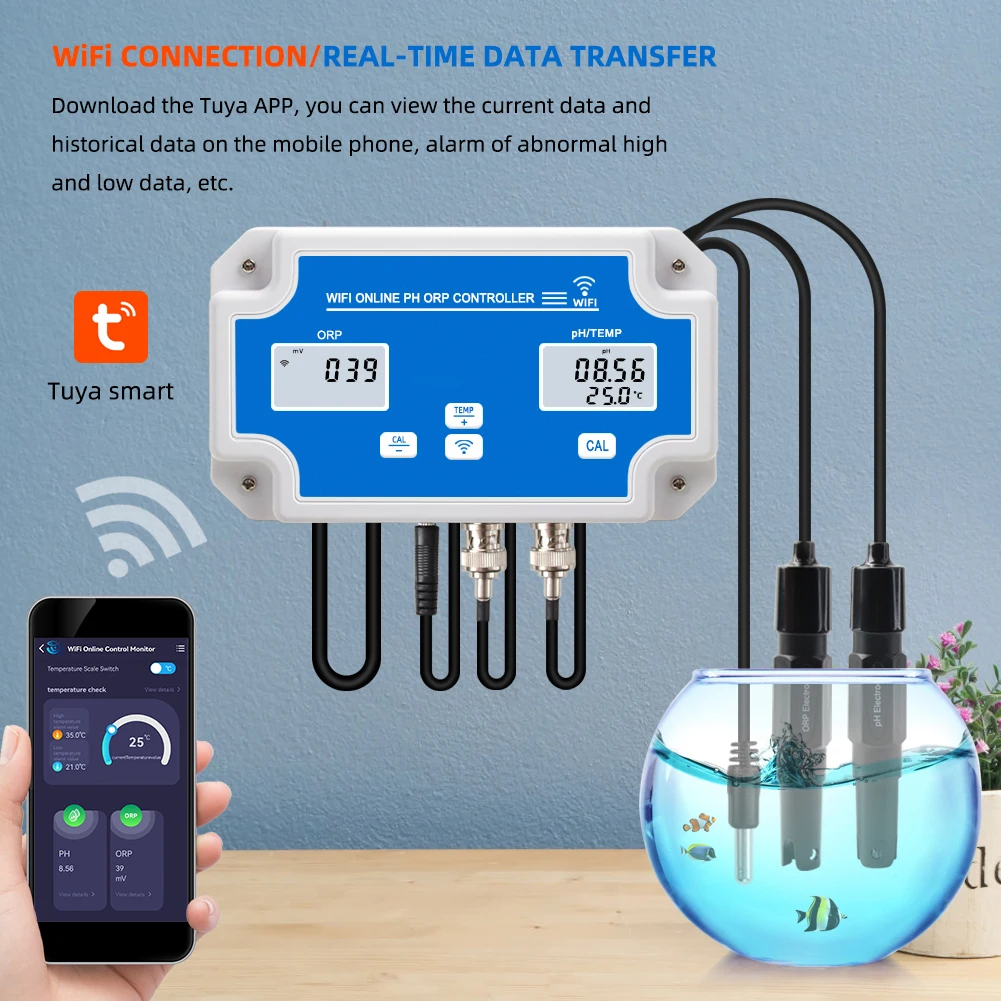 Умный Wi-Fi онлайн-измеритель PH ORP Temp тестер качества аквариумной воды монитор