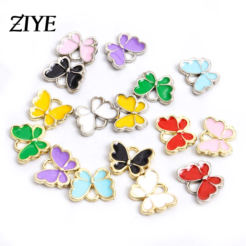 

10pcs Cartoon Butterfly Enamel Charms DIY Findings Colorful Butterfly Wing Alloy Pendant For Making Creative Jewelry Accessories