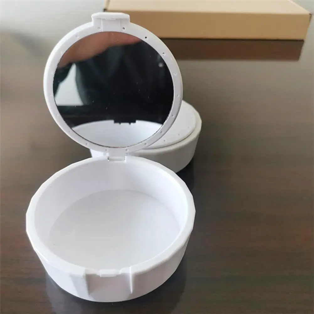 Коробка для зубных протезов с защитой от трещин и зеркалом удобная портативная