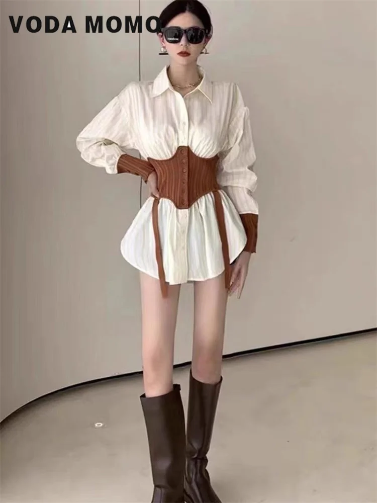 Женский новый модный дизайнерский нишевый Топ темпераментная рубашка средней