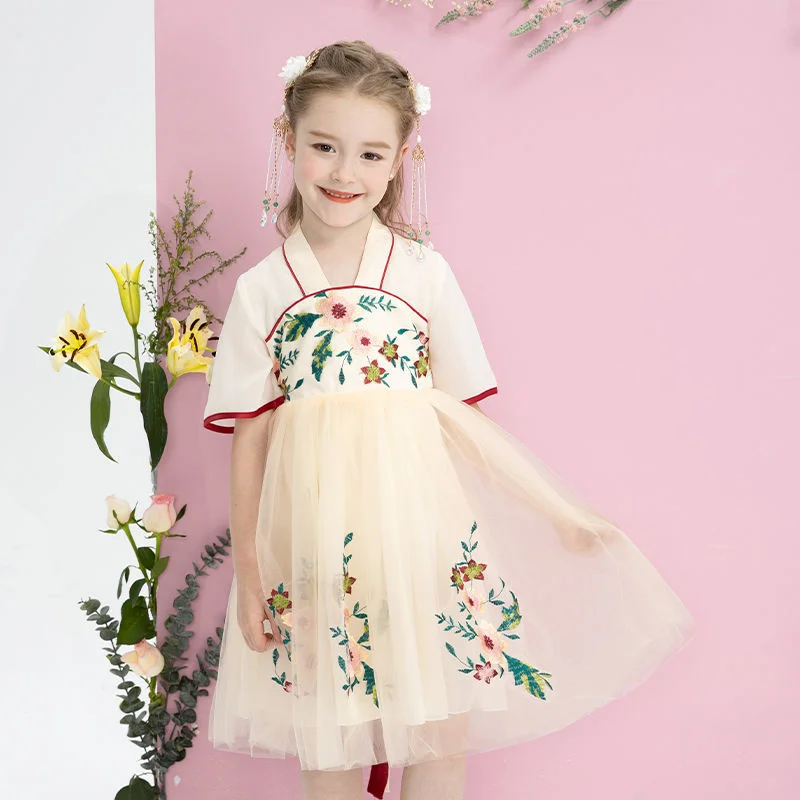 

Girls' Dress Elegant Summer Dress 2022 Children's Han Suit Girls' Chinese Style Ancient Dress Super Immortal Ball Gown Frocks
