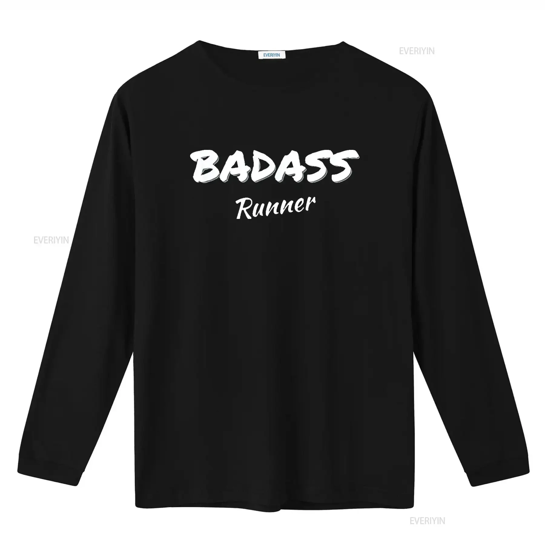 Фото Мужская одежда для бега Badass Runner Футболка черная X Большая винтажная стираная растянутая универсальная дизайнерская одежда с графическим рисунком №3