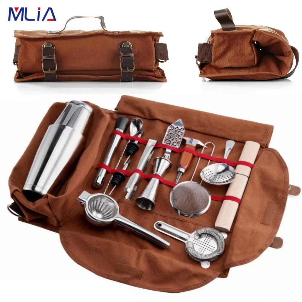 

Bar Bartender Carrying Kit Bag Creative Bartender Canvas Tool kit Pack Bar Tools Cocktail Shaker Set Storage Bag Only