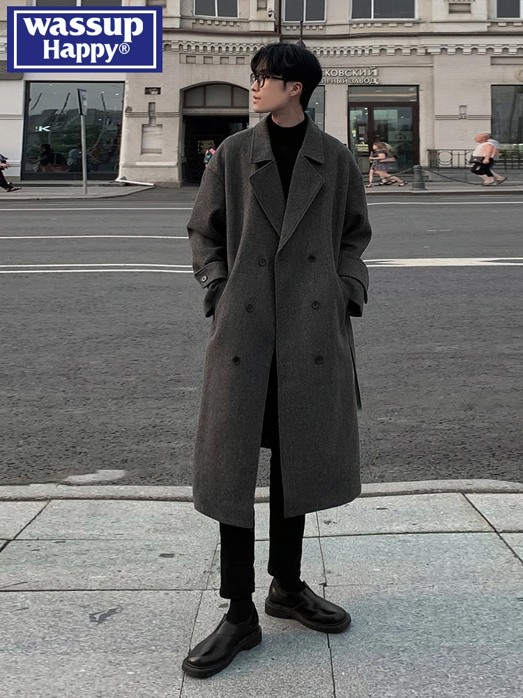 Wassup Happy шерстяное пальто средней длины мужская осенне-зимняя шерстяная верхняя
