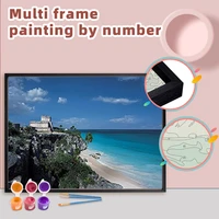 chenistory paint by number with multi aluminium frame kits beach coloring by numbers landscape canvas paintings home decor gift