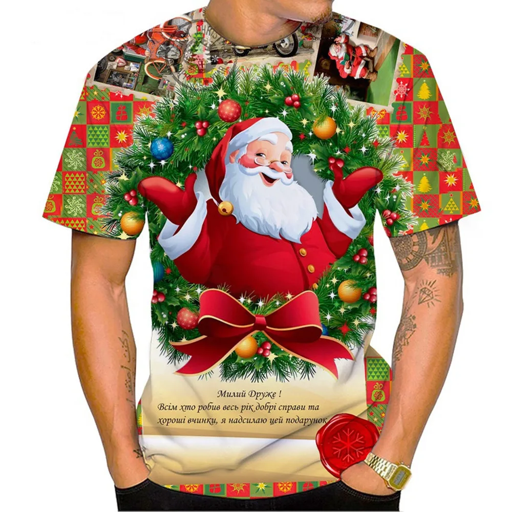 2022 T-shirt 3d Printing Men's Christmas Eve Casual Cool Short Sleeve Tops Summer Unisex Christmas Tshirts Men Women 6xl