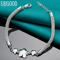 925 sterling silver three plum rose flower chain bracelet for women men party engagement wedding fashion jewelry