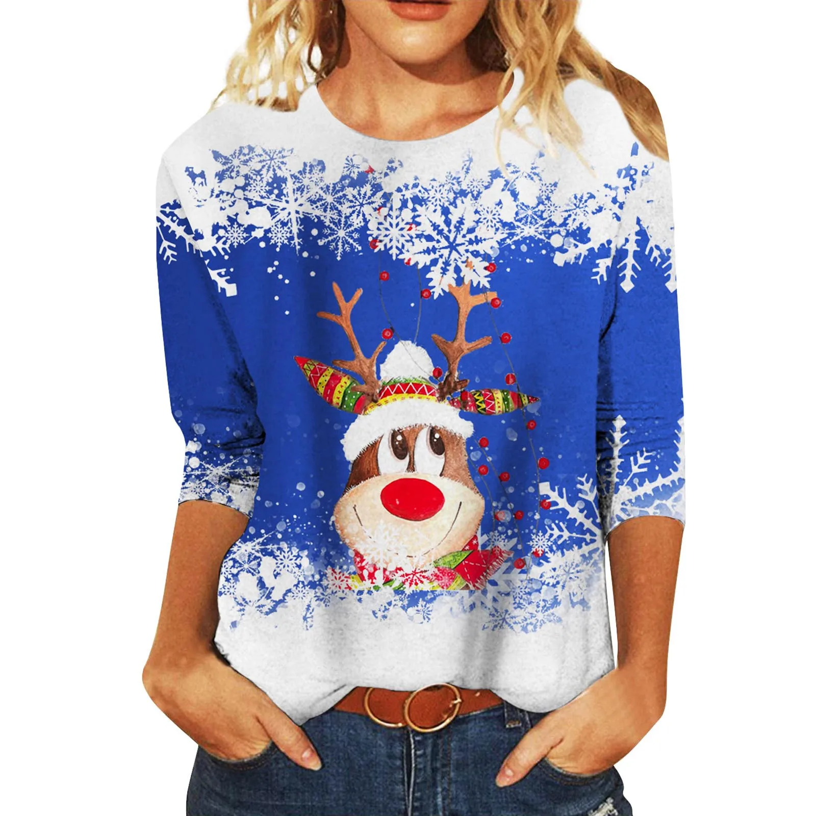 

Футболка женская с круглым вырезом и рукавом средней длины