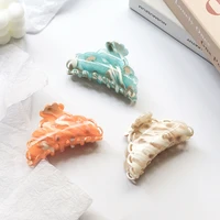 2022 fashion colorful irregular wave marble acetate hair claws for women girls gradient oval acrylic hair clip accessories