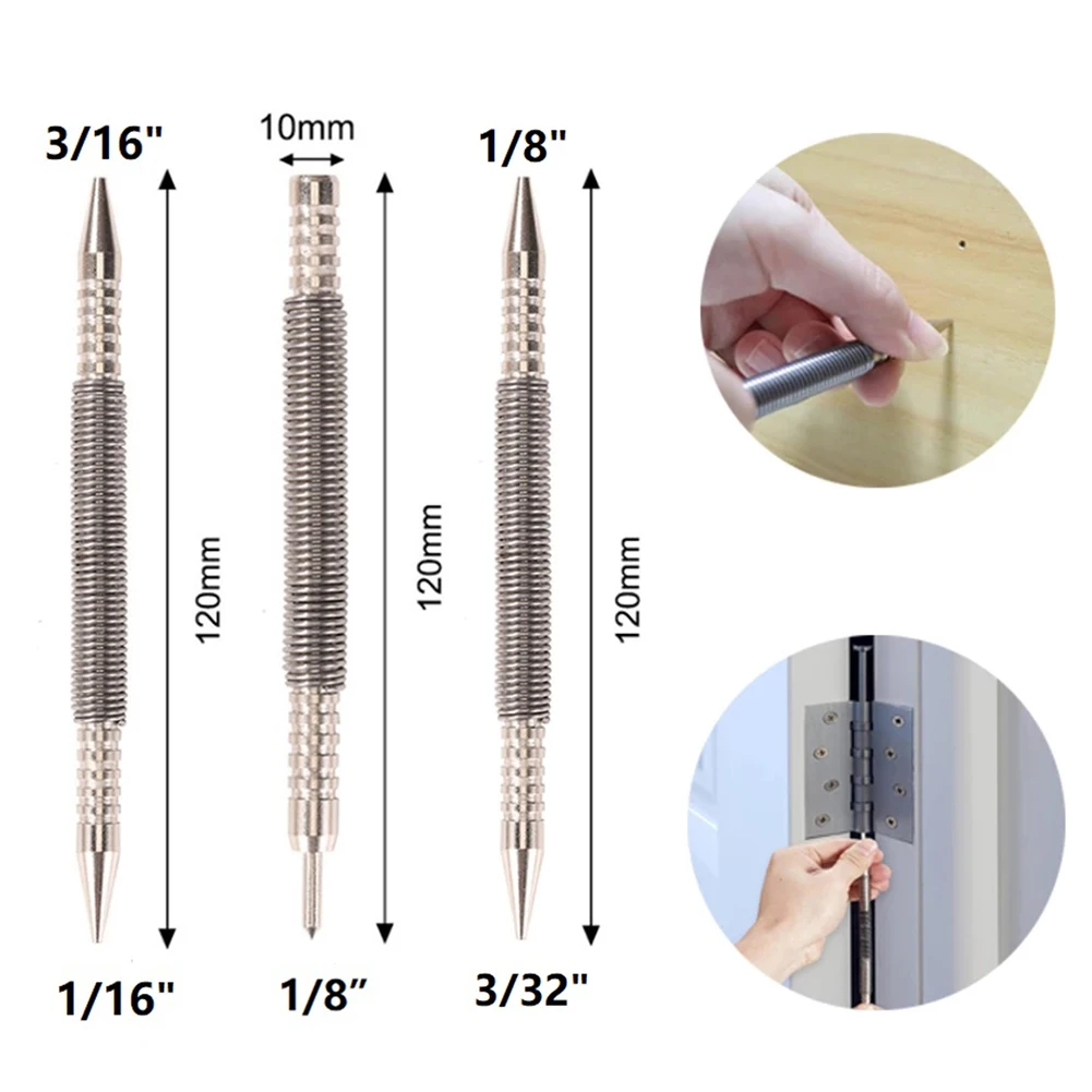 

Spring Tool Hammerless Nail Set Center Holes Punch Spring Loaded Marking Metal Woodwork Drill Bit Door Pin Removal Tool