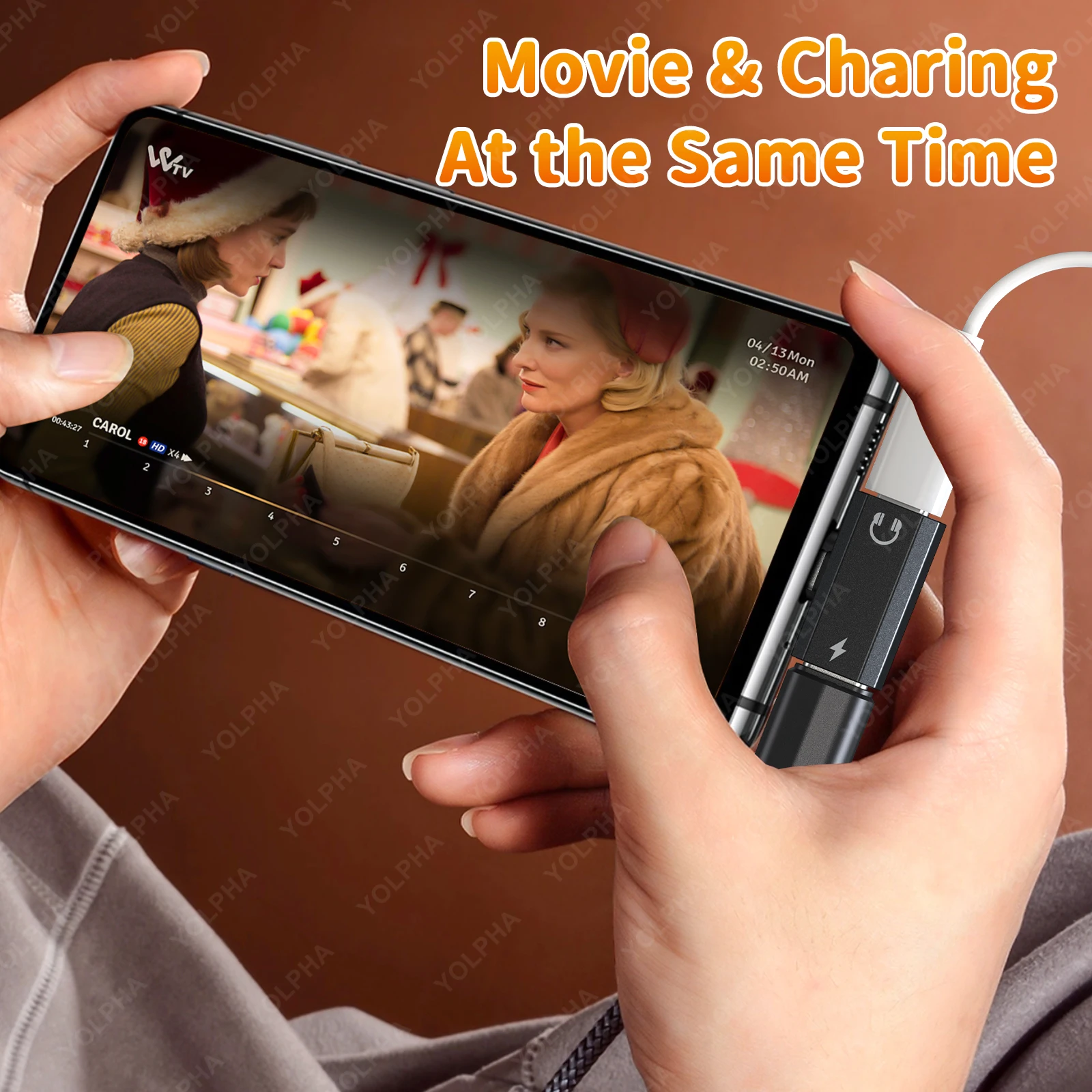 Фото Конвертер 2 в 1 USB C в Type-C для зарядки мобильного телефона/разветвитель для наушников Адаптер типа C для Xiaomi Huawei IPhone 15 IPhone 16 №2