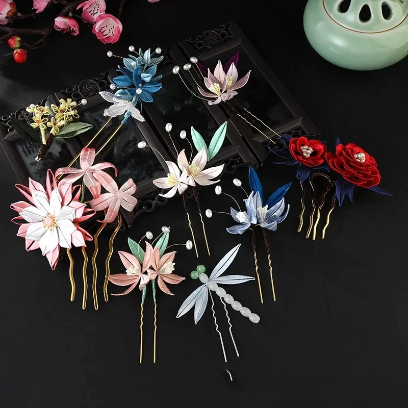 Шпилька для волос сделай сам яркая однониточная крученая шелковая нить