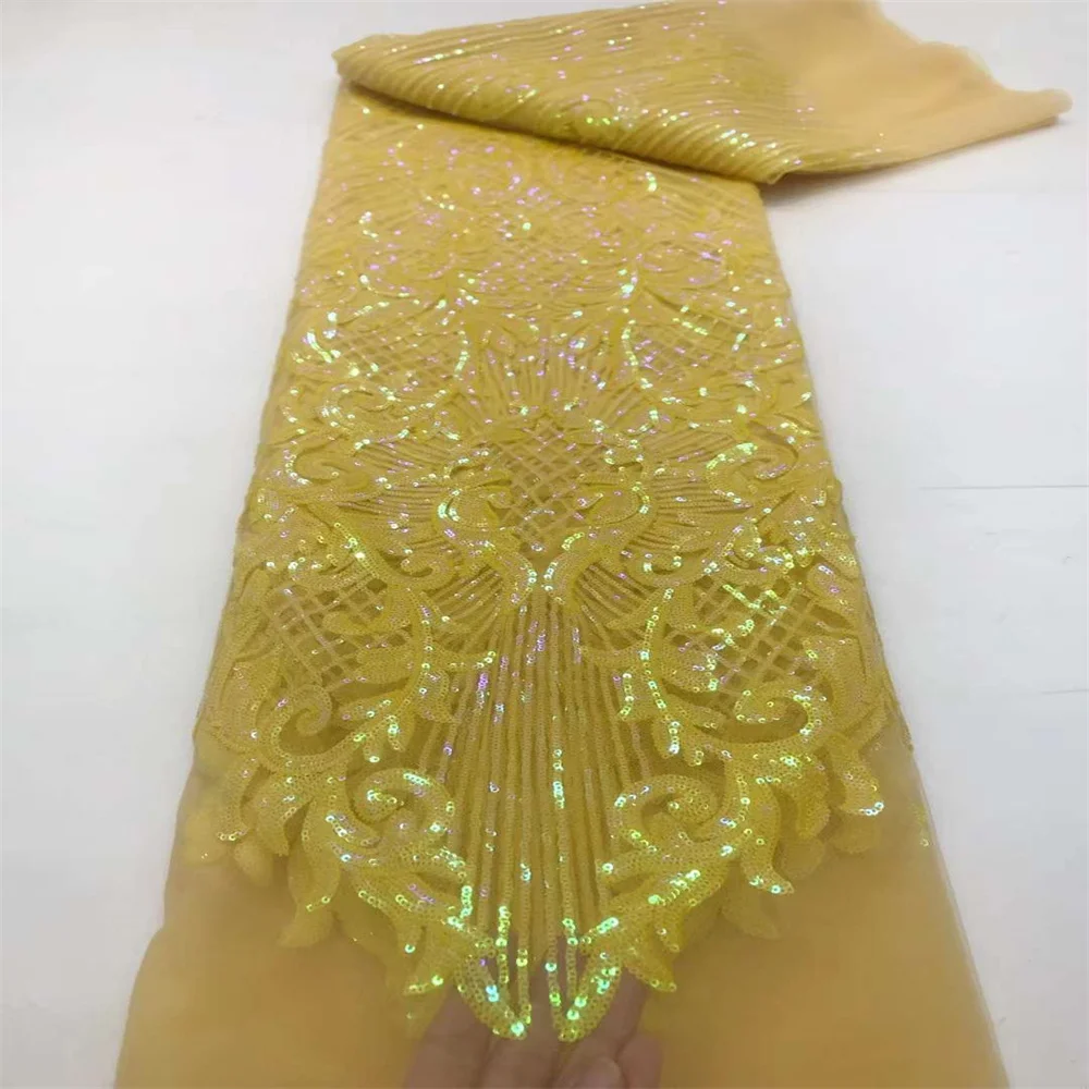 Ярды роскошная африканская кружевная ткань с блестками для жениха 2024