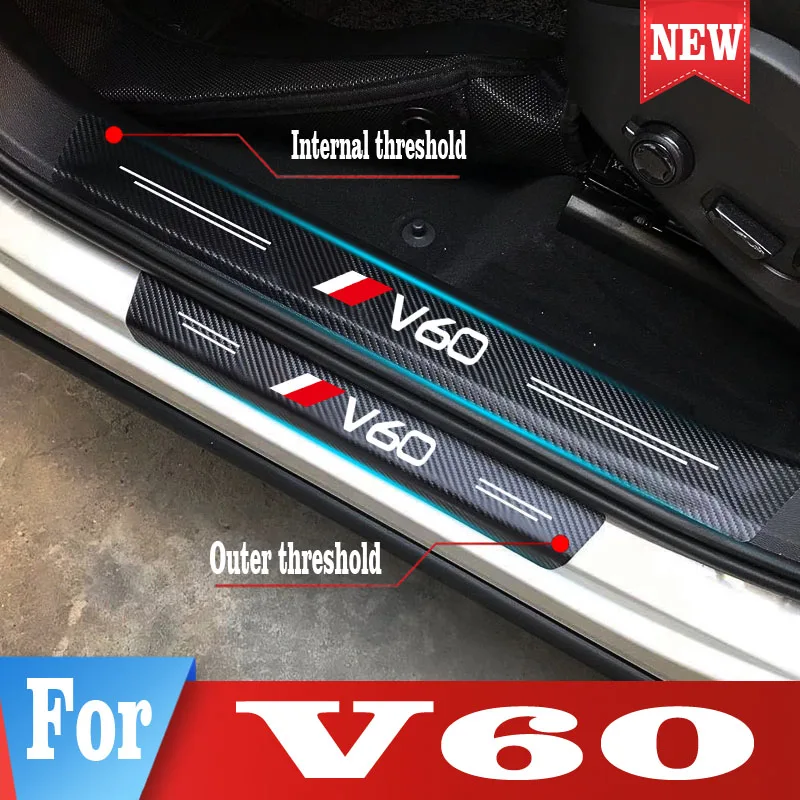 

Car Scuff Plate Door Threshold Sill Stickers For Volvo V60 Auto Threshold Cover Panel Step Protector Accessories