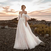 a line tulle boat neck hy257 wedding dress for women backless floor length princess illusion bridal gowns vestidos de novia